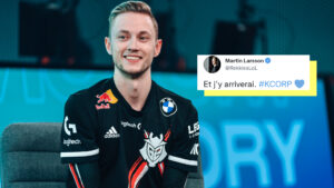 G2 Rekkles at the League of Legends European Championship (LEC). Rekkles has joined LFL team Karmine Corp (KCorp).