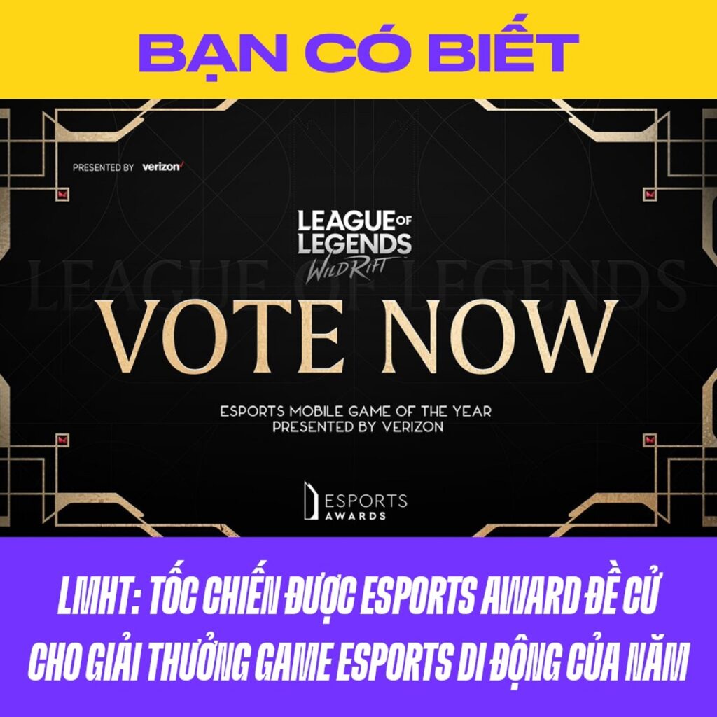Tốc Chiến được Esports Awards đề cử cho giải thưởng Game Esports di động của năm 2022