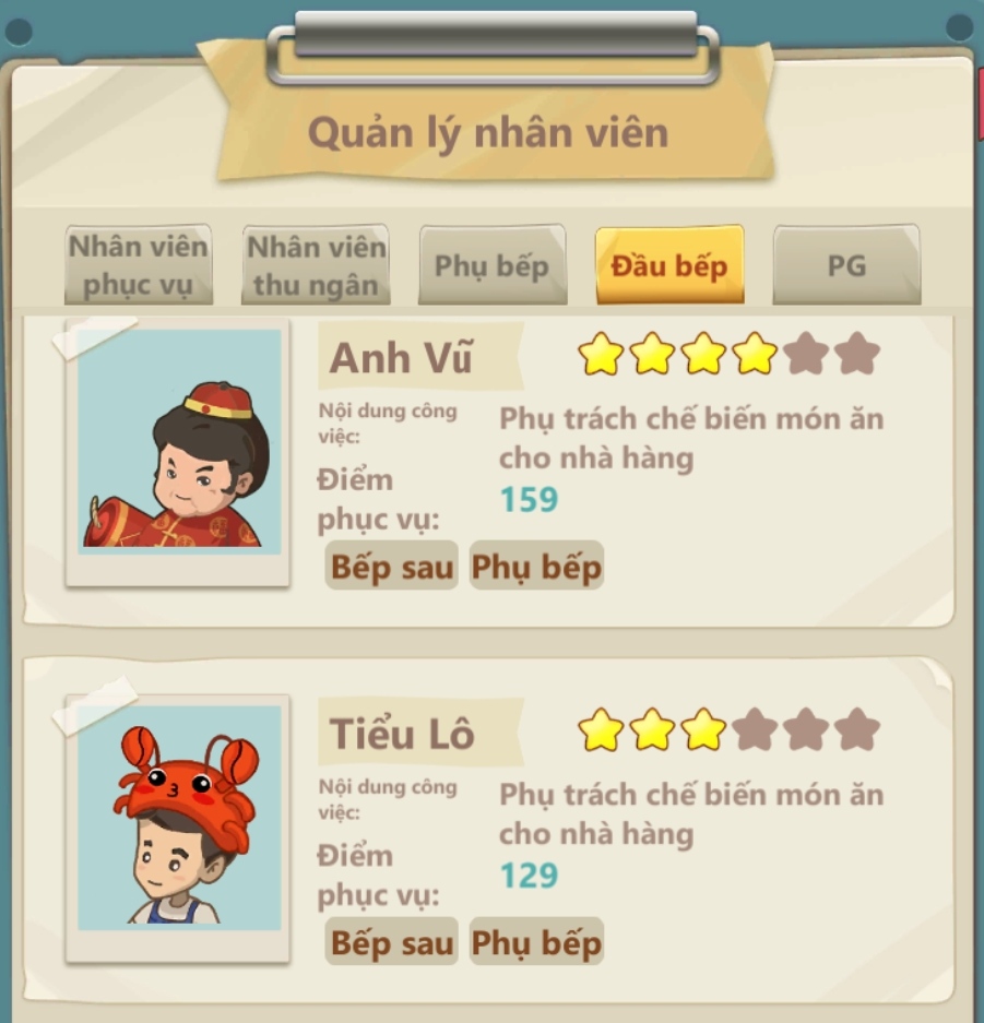 Mẹo chơi game Tiệm lẩu Đường Hạnh Phúc TLDHP-nhan-vien