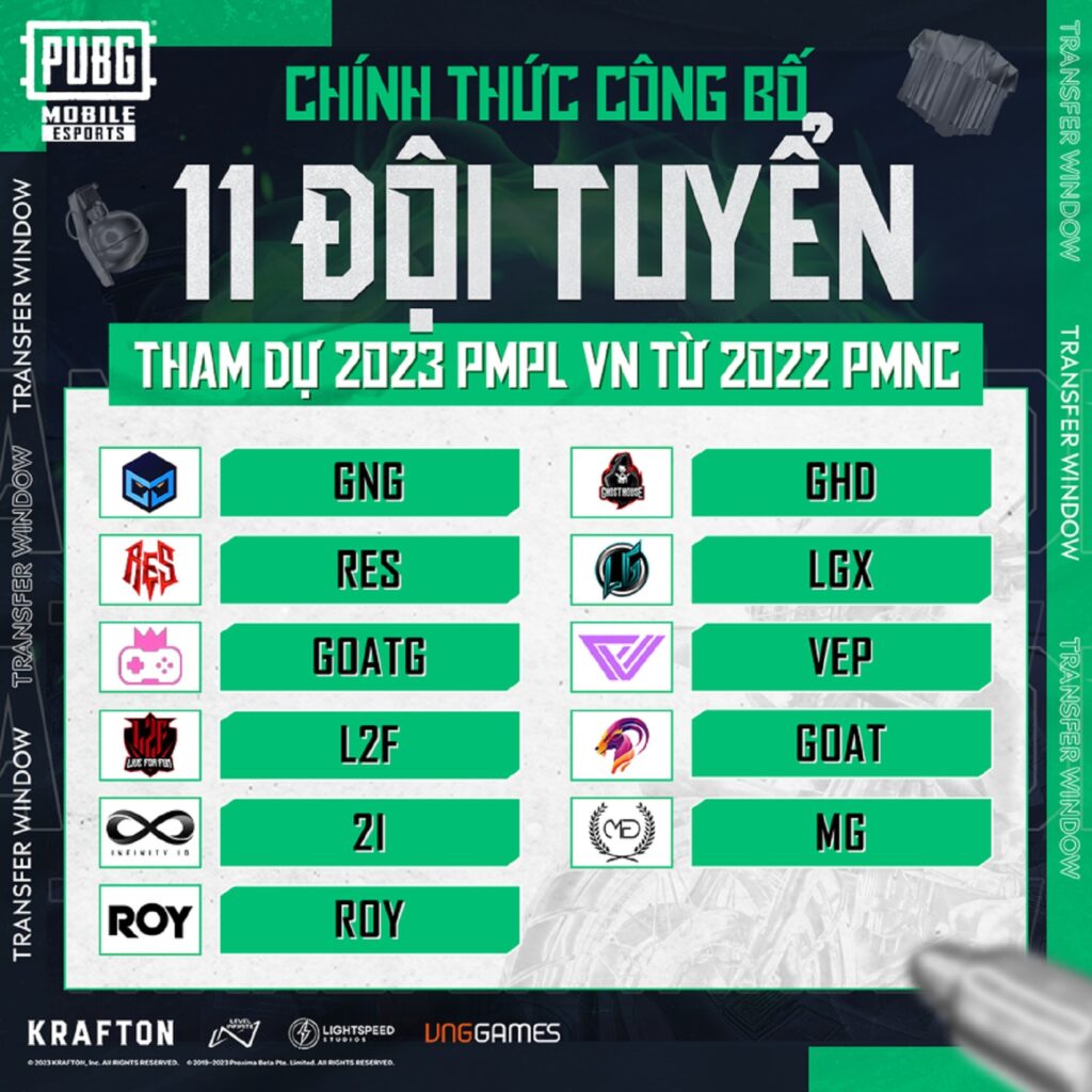 PMPL 2023: Công bố danh sách đội tuyển tham dự với rất nhiều tên tuổi mới