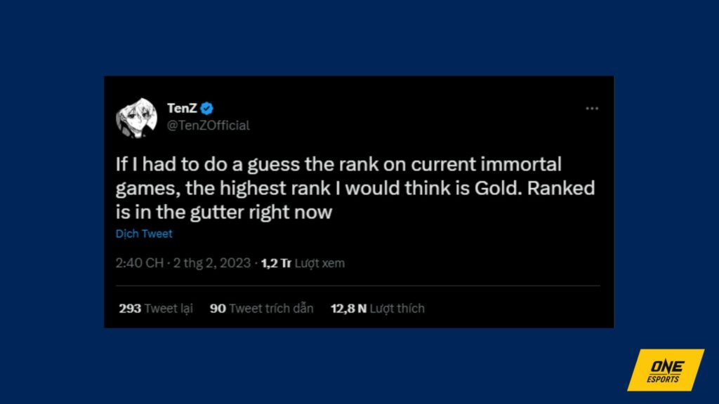Valorant: TenZ bức xúc vì trình độ game thủ bậc rank cao ngày càng đi xuống