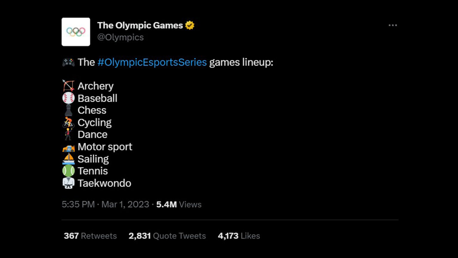Line up của Olympic Esports Series bao gồm cả những trò chơi bị mang
