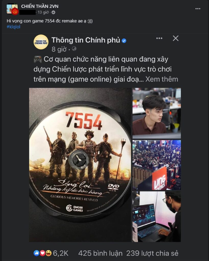 Chính phủ ủng hộ phát triển game online lành mạnh, cộng đồng hi vọng 7554 được remake