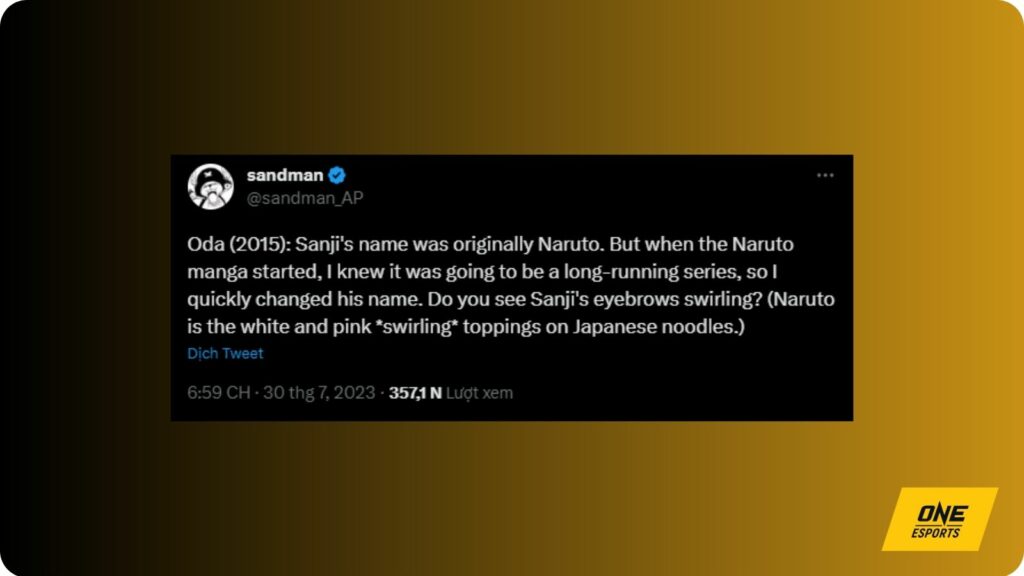 One Piece: Oda tiết lộ tên ban đầu của Sanji chính là Naruto