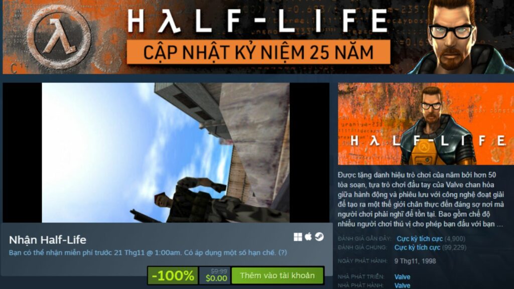 Steam: Valve chơi lớn, tung ra bản cập nhật kỉ niệm 25 năm và tặng miễn phí Half-Life 1