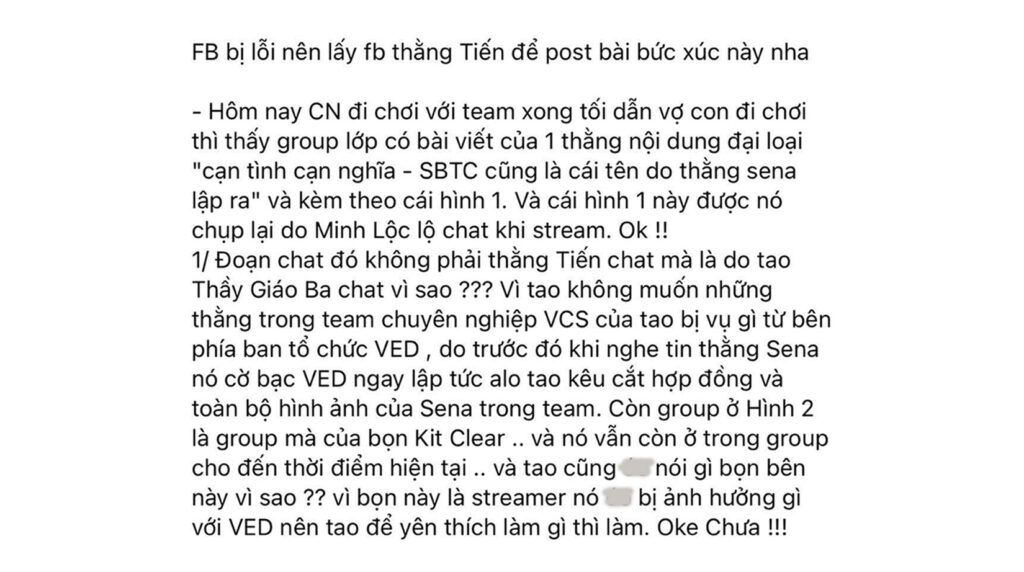 Thầy Ba lên tiếng đính chính drama SBTC 'tẩy chay' Sena